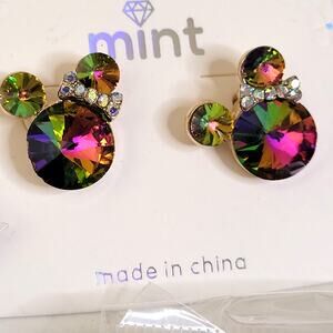 Lot of 8 Pair Mouse Ears with Bow Studs Sparkly Irridescent Giftable